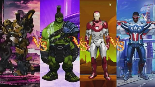 ТРАНСФОРМАТОР БАМБЛБИ vs ХАЛК ГЛАДИАТОР vs ЖЕЛЕЗНЫЙ ЧЕЛОВЕК vs КАПИТАН АМЕРИКА смотреть онлайн