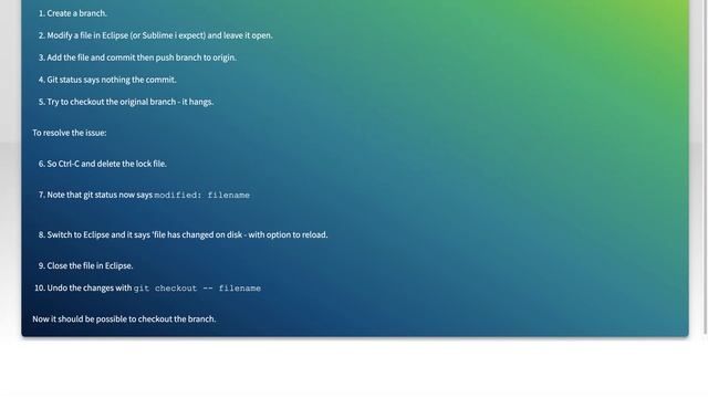 Git Checkout hangs indefinitely with git bash. How to solve? смотреть онлайн