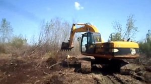 Корчёвка пней и поросли экскаватором JCB JS 220 LC / stump