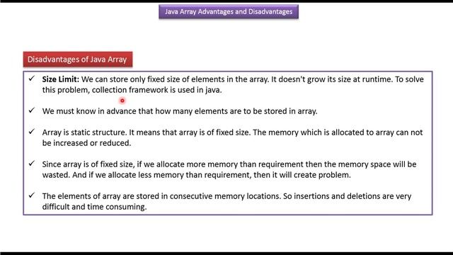 What are the Advantages and Disadvantages of Java Array? | Java Tutorial