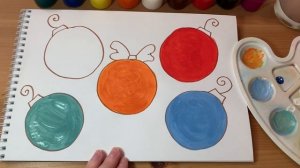 НОВОГОДНИЕ ШАРИКИ РИСУНОК/ УРОК РИСОВАНИЯ ДЛЯ ДЕТЕЙ/ РИСУЕМ ГУАШЬЮ