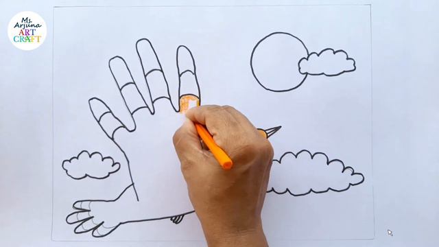 Easy Hand palm Art | Easy drawing ideas for kids | Hand Print Art | Hand drawing | Easy Bird Drawin смотреть онлайн