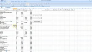 Grocery List - Excel Spreadsheet using Excel Visual Basic