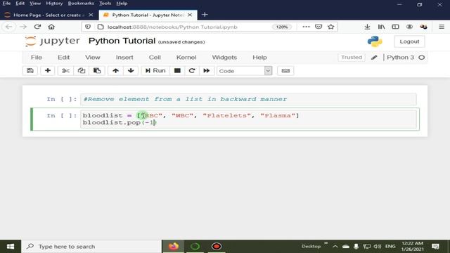 Remove Element From List In Backwards Direction | Python 4 You | Lecture 102