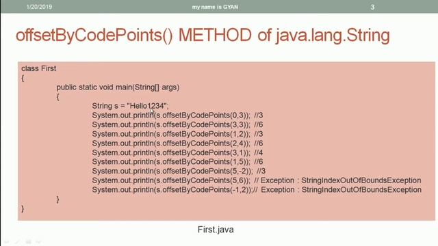 String API in Java | #41 | offsetByCodePoint() Method of String StringBuffer & StringBuilder Classe