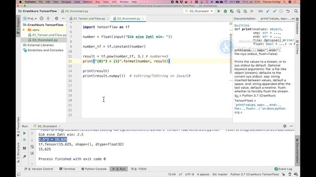 02 TensorFlow Crashkurs: Tensoren mit tf.constant erstellen смотреть онлайн