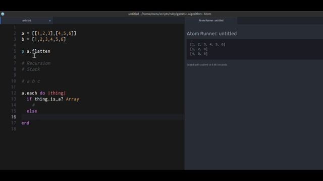 Ruby Tutorial - Flatten Array with a Stack