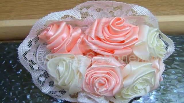 Делаем красивые розы из лент смотреть онлайн