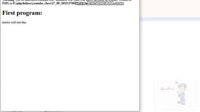 Use of undefined constant test - assumed 'test' (this will throw an Error in a future version of PH