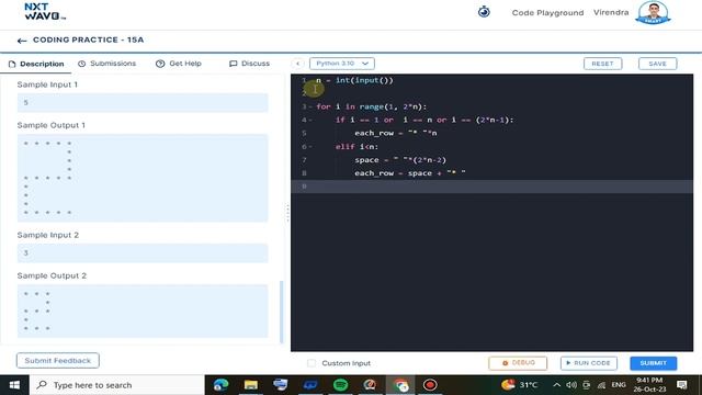 DIGIT 2 Star Pattern Program in Python | Coding Practice 15 A | Solve Number Pattern Python Problem