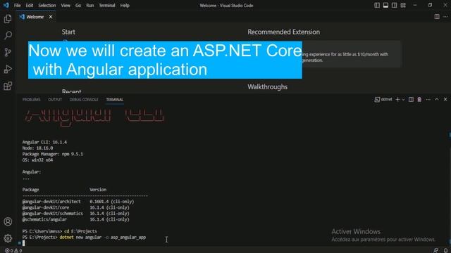 Create Angular 16 with ASP.NET Core 6 application in Visual Studio Code