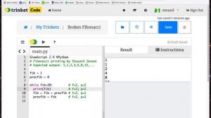 Debugging a Fibonacci sequence program