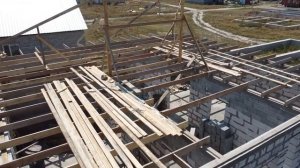 НАЧАЛО РАБОТ ПО КАРКАСУ 4Х СКАТНОЙ КРЫШИ. ДОМ ИЗ ГАЗОБЛОКА 12*12 М. 17.08.21