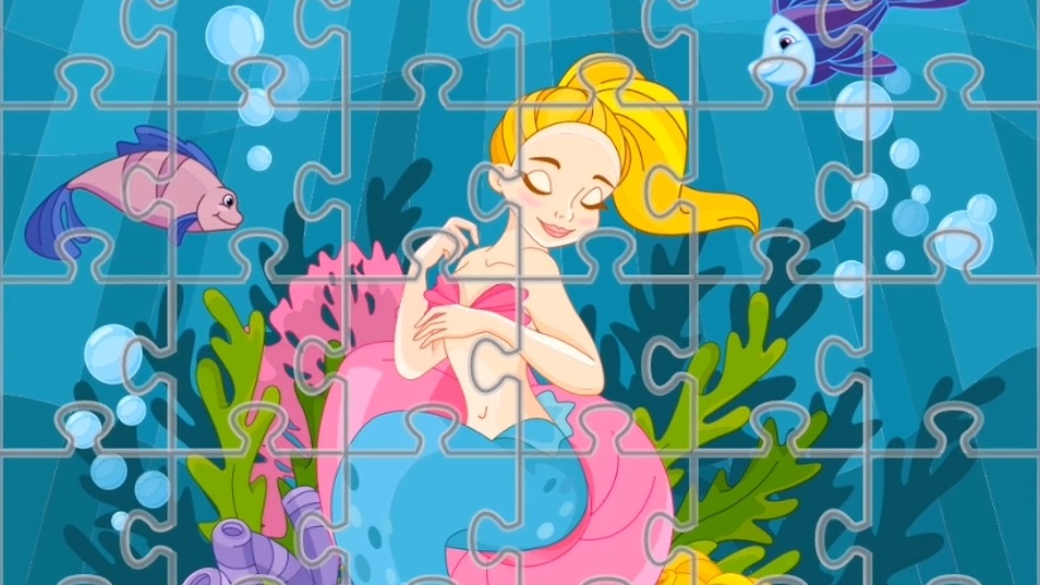 Рыбки и русалочка-принцесса - Пазл для детей