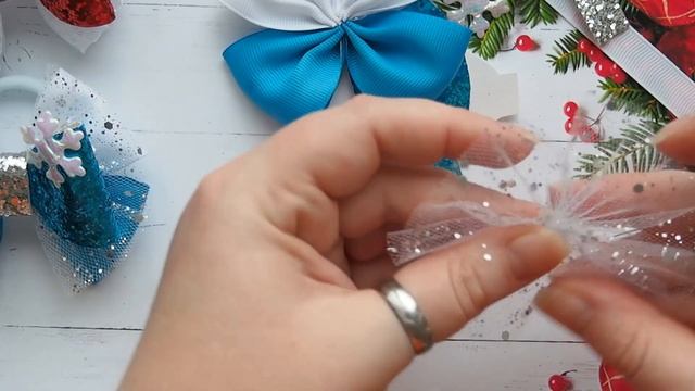 Зимние бантики с термонаклейками ! Быстро, ярко и блестяще DIY!
