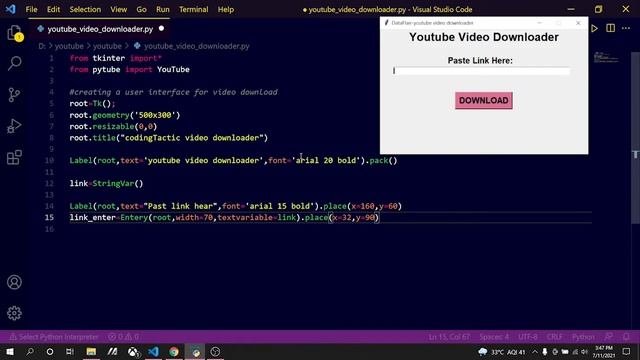 Youtube Video Downloader using python | Youtube video Downloader app #python #pytube