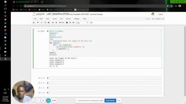 List manipulation with python(append & sort method) смотреть онлайн