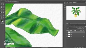 Как нарисовать БАНАНОВУЮ ПАЛЬМУ акварелью в ФОТОШОП? | Рисую цветок с помощью графического планшета