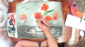 Маки в технике "Масло"2 часть (подробно)oil painting "Beautiful Poppy !!!