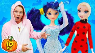 Куклы Леди Баг и Эльза Холодное сердце на вечеринке ХЭЛЛОУИН! Игры одевалки для девочек