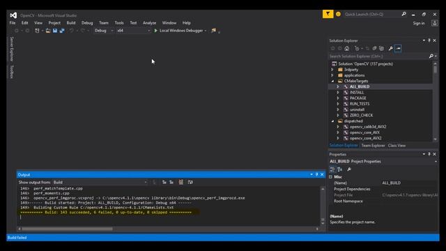 Installing opencv 4.1.1 and opencv contrib and configuring with visual studio 2015