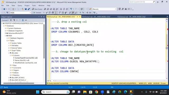 Alter and SP_Rename command in SQL Server | DDL command | #sqlserver #mssql