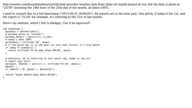 Code Review: More elegant way to get timestamp from day/hour? (Perl) смотреть онлайн