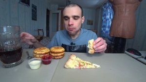 МУКБАНГ ПИЦЦА С ВЕТЧИНОЙ И БЕКОНОМ / PIZZA / ПАНКЕЙКИ / PANCAKE / Mukbang EATING / ASMR / АСМР