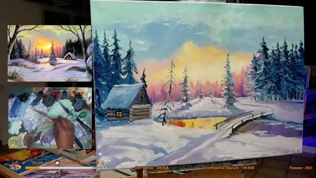 ? ХуДоЖнИкИ | Живопись маслом | Рисуем вместе | Зимний пейзаж | Домик в лесу | Александр Григорьев смотреть онлайн