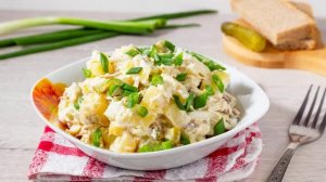 Салат с рыбой горячего копчения и картофелем