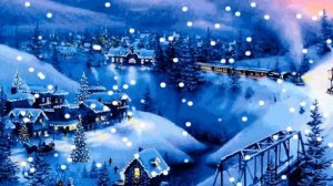 Заснеженная деревня. Деревня зимой.  Новогодний футаж. Зимний футаж. Красивый футаж для видео.