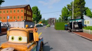 Big & Small:McQueen and Mater VS Kraz Track zombie and Rip ZOMBIE Trailer cars in BeamNG.drive