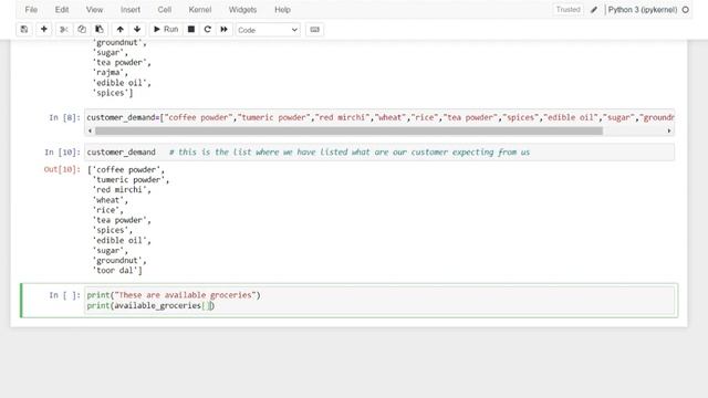 Python basics  - Defining a list and use of print function
