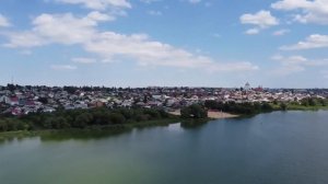 Лиски панорама: район Интернат, озеро Богатое, пляж Радон.