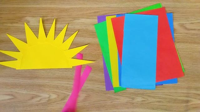 Простая объемная поделка СОЛНЦЕ из цветной бумаги. Поделки в сад детям Children's paper sun craft смотреть онлайн