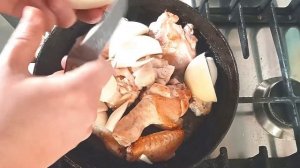 Курица жареная с луком