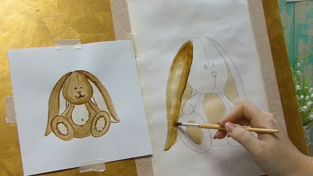 Зайка Кофейный рисунок Кофейная живопись