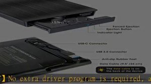 ROOFULL External CD DVD +/-RW Drive USB 3.0 & USB-C Premium CD DVD ROM Optical Disk Drive Player Bu