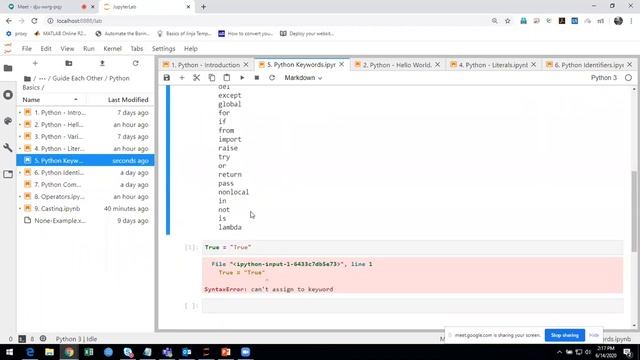 11. Python in Tamil - Reserved Keywords