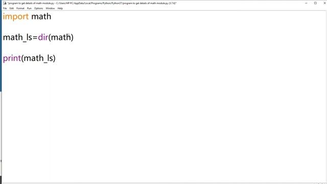 Python tutorial for beginners | import math functions-Print all math module in python