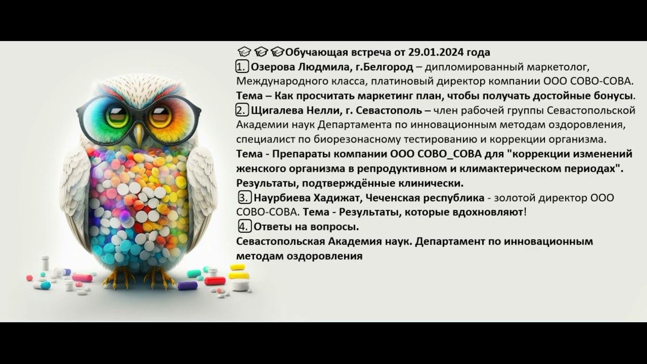 20240130   Препараты ООО СОВО-СОВА для коррекции изменений женского организма в различных периодах.