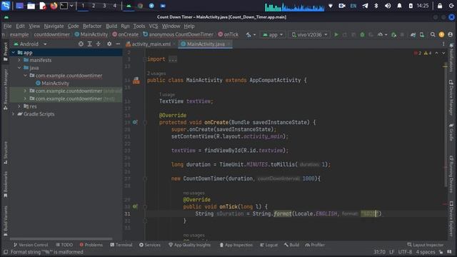 Count Down Timer in Android Studio with Java смотреть онлайн