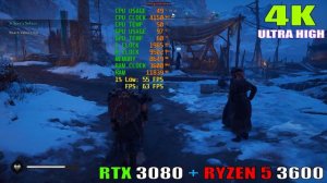 RTX 3080 + RYZEN 5 3600 || 8 PC GAMES TEST || 4K ||