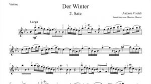 A. Vivaldi - Winter (Largo) - The Four Seasons | violin sheet music | piano accompaniment