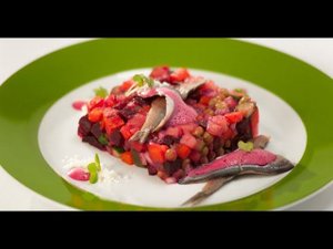 Винегрет с оливковым песком и свекольной пеной | Маргарита и мастера