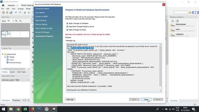 MySQL Workbench: Erro 1064 Synchronize Model - Erro ao sincronizar modelo смотреть онлайн