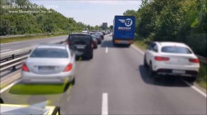 A60 Mainz: Blockierung Rettungsgasse bei Fahrzeugbrand | Einsatzfahrt