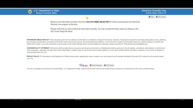 Проверка результатов Лотереи Грин Кард (Green Card = DV-2022). Мои результаты. Ошибка проверки.