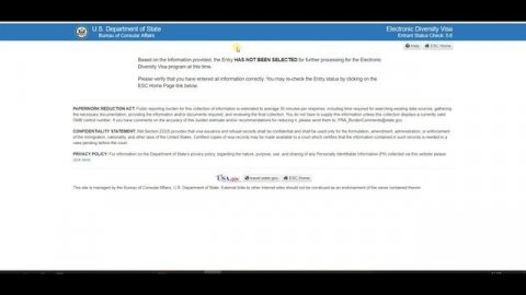 Проверка результатов Лотереи Грин Кард (Green Card = DV-2022). Мои результаты. Ошибка проверки.