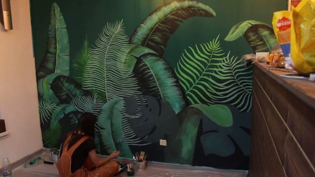 Роспись стены в пиццерии. Пальмы. смотреть онлайн